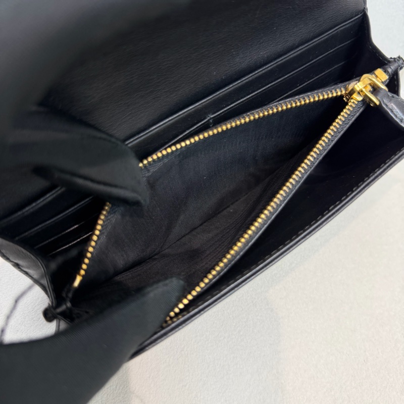PRADA 黑色皮革拼帆布長夾 XC181-15