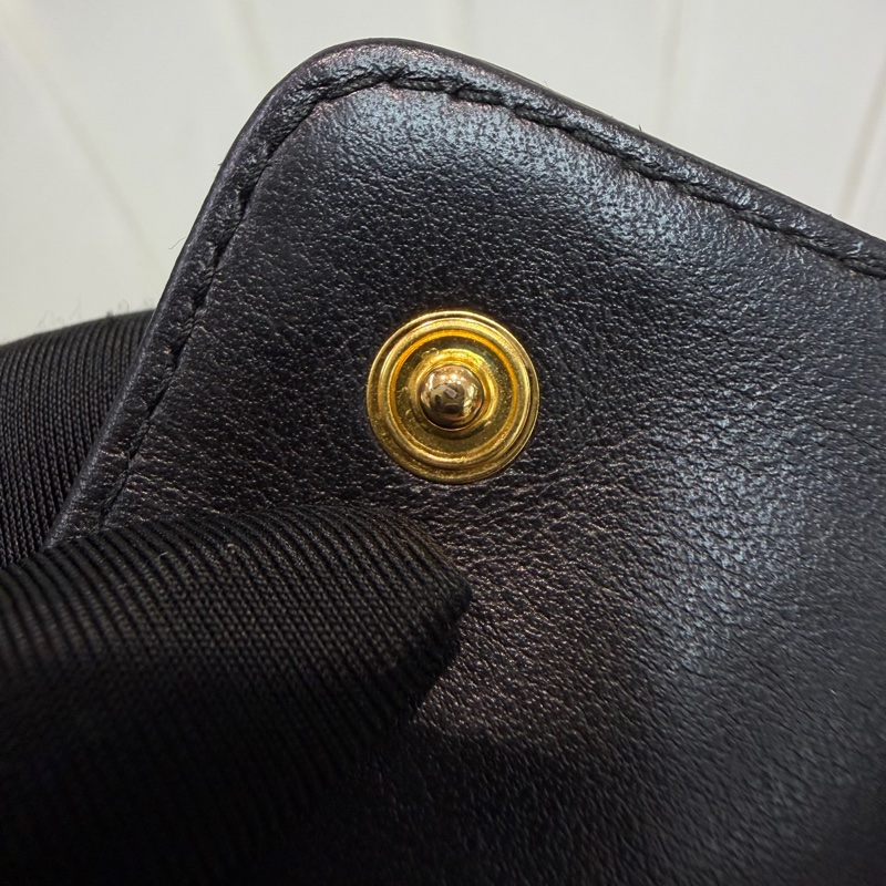 PRADA 黑色皮革拼帆布長夾 XC181-21
