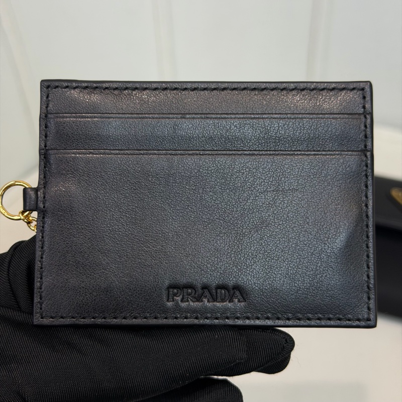 PRADA 黑色皮革拼帆布長夾 XC181-31