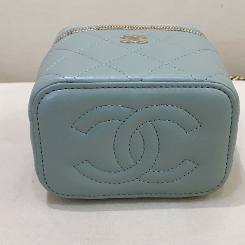 Chanel香奈兒 23c 灰色 小羊皮小盒子包化妝包 23年芯片款-5
