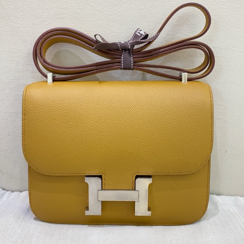 Hermes愛馬仕 constance mini 康康19 芝麻色銀扣 epsom皮 Y刻-0
