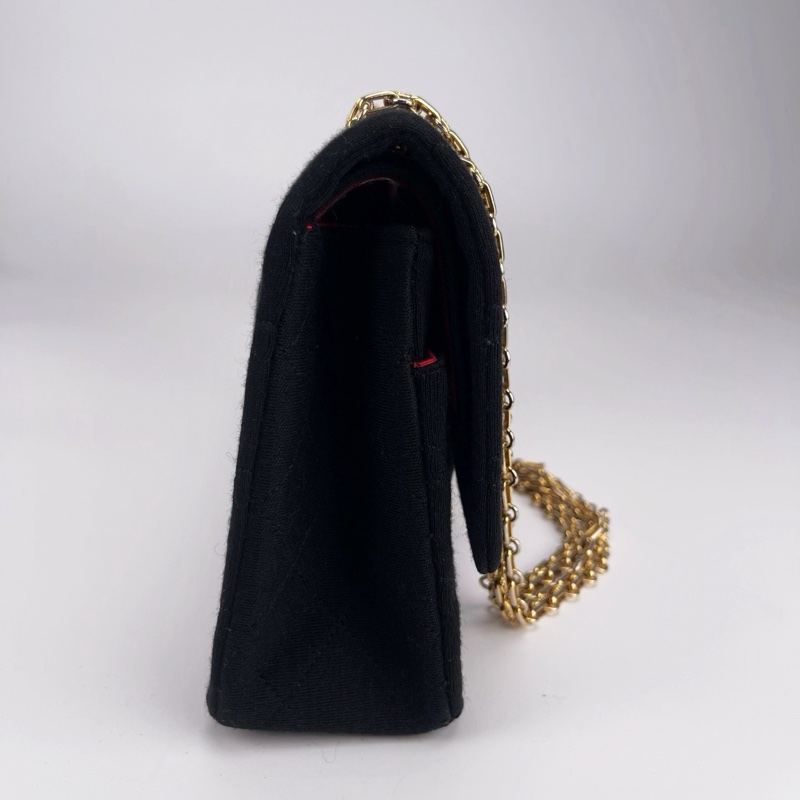 「JL精品代購」9新 香奈兒黑金布面CF25-5