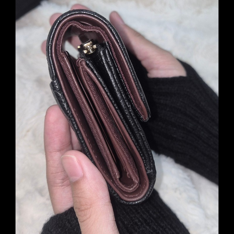 Chanel 荔枝牛拉鏈短夾（芯片款）-2