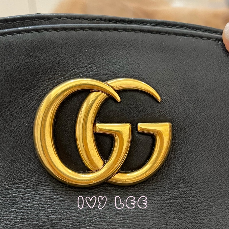 Gucci古馳 肩背包 斜背包 鍊條包 marmont 443501 經典黑 金 正品 二手精品-3