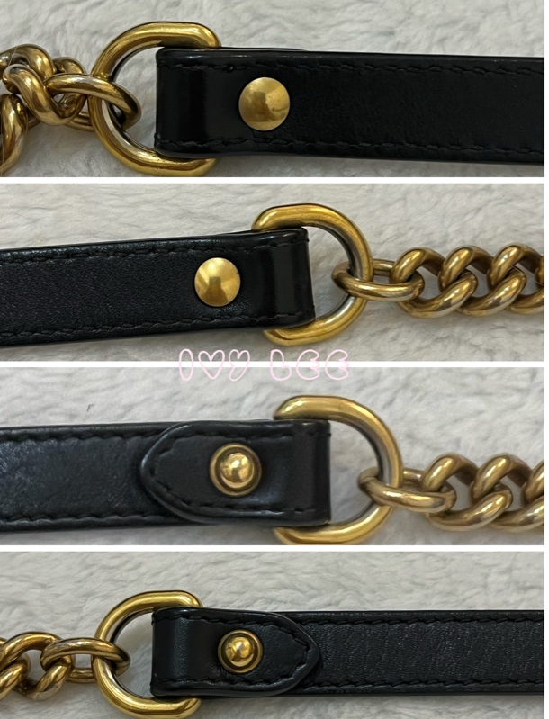 Gucci古馳 肩背包 斜背包 鍊條包 marmont 443501 經典黑 金 正品 二手精品-6