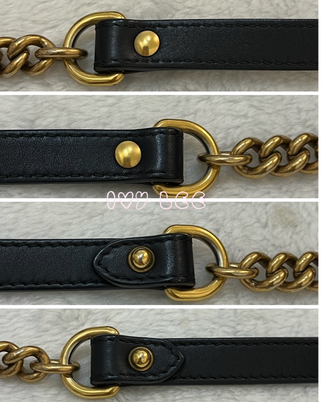 Gucci古馳 肩背包 斜背包 鍊條包 marmont 443501 經典黑 金 正品 二手精品-7