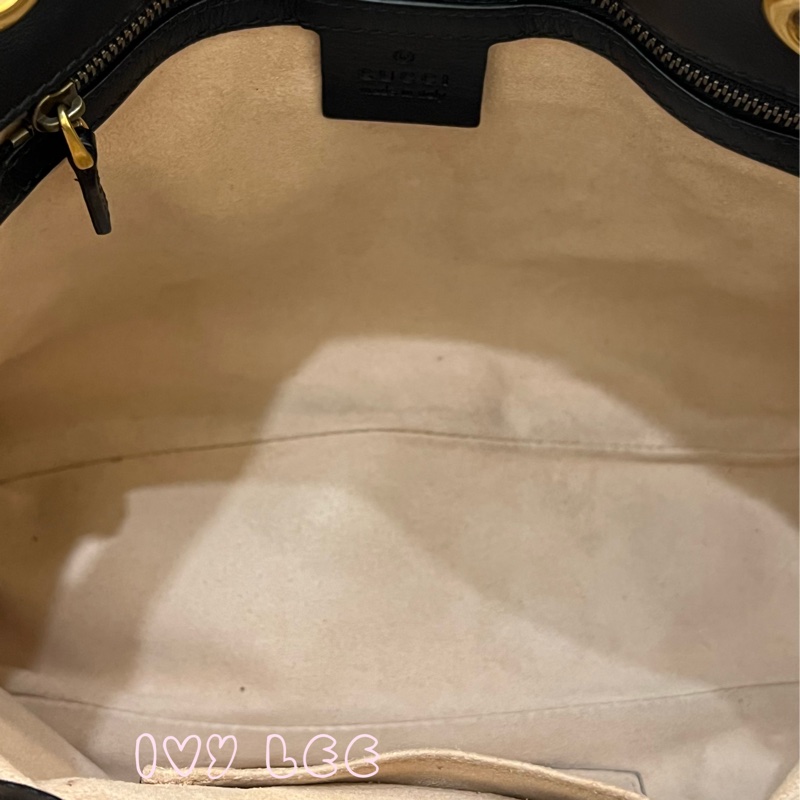 Gucci古馳 肩背包 斜背包 鍊條包 marmont 443501 經典黑 金 正品 二手精品-8