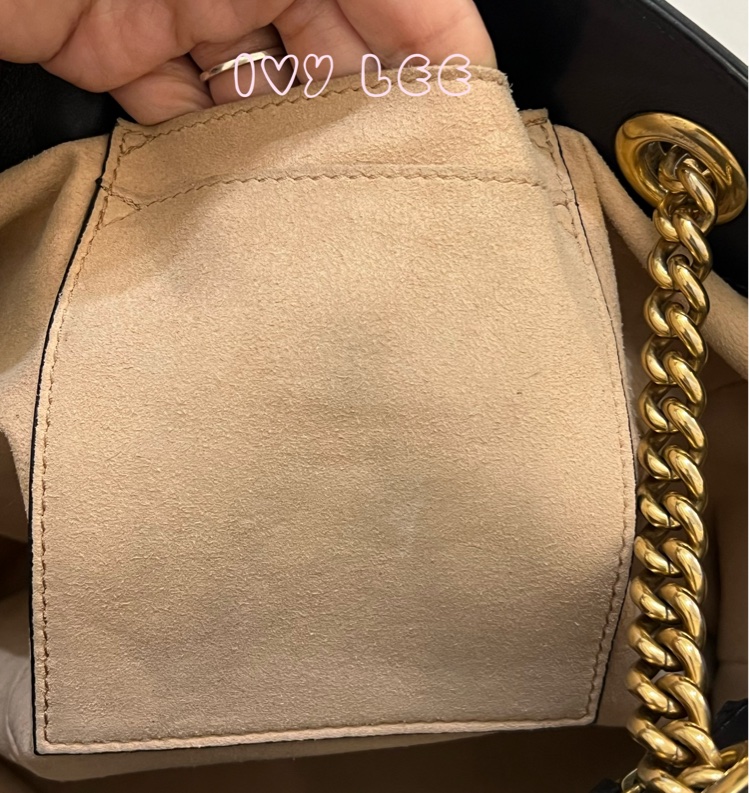 Gucci古馳 肩背包 斜背包 鍊條包 marmont 443501 經典黑 金 正品 二手精品-11