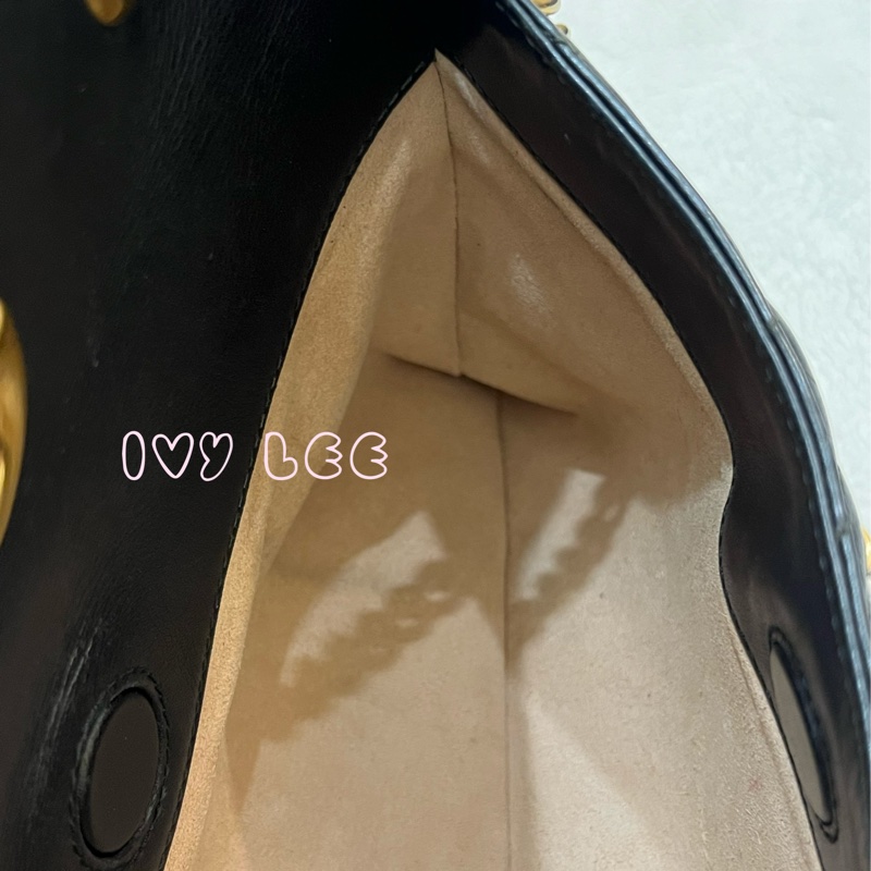 Gucci古馳 肩背包 斜背包 鍊條包 marmont 443501 經典黑 金 正品 二手精品-14