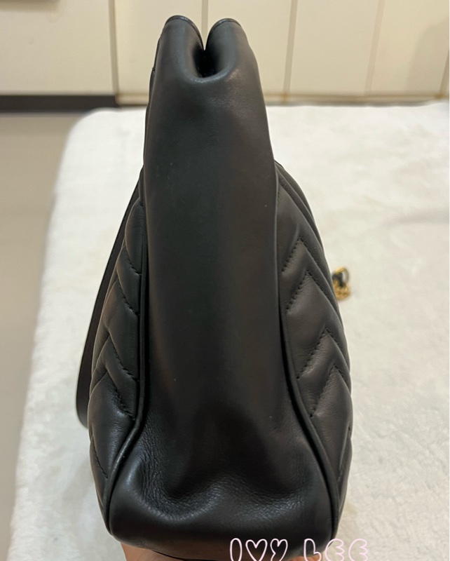 Gucci古馳 肩背包 斜背包 鍊條包 marmont 443501 經典黑 金 正品 二手精品-16