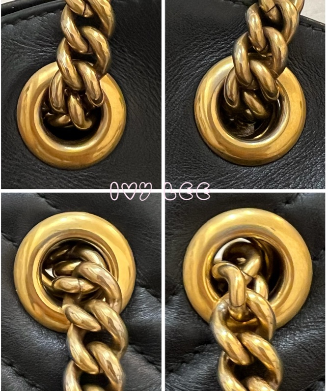 Gucci古馳 肩背包 斜背包 鍊條包 marmont 443501 經典黑 金 正品 二手精品-20