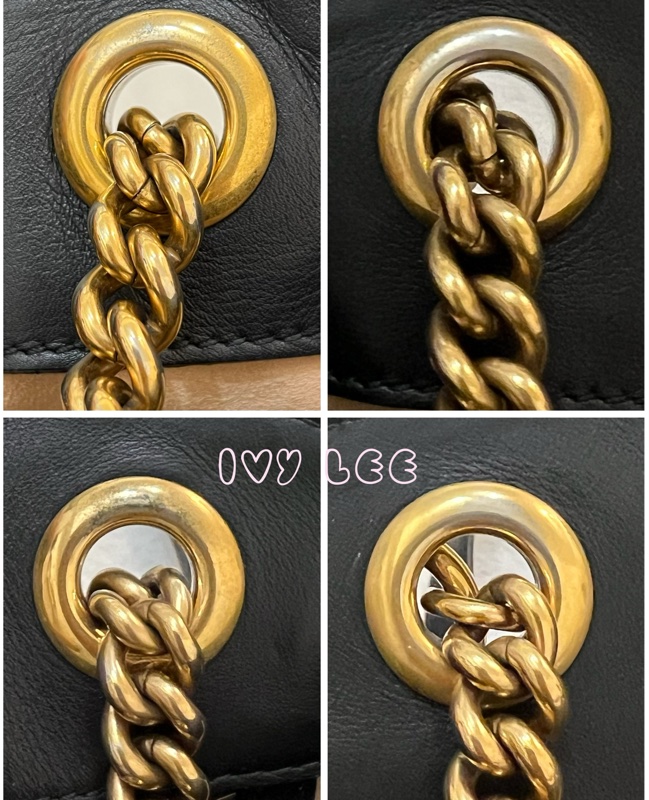 Gucci古馳 肩背包 斜背包 鍊條包 marmont 443501 經典黑 金 正品 二手精品-21