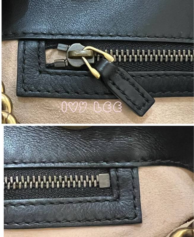 Gucci古馳 肩背包 斜背包 鍊條包 marmont 443501 經典黑 金 正品 二手精品-24