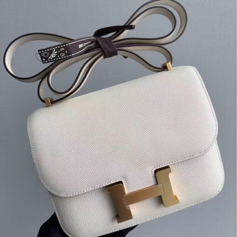 99新愛馬仕 Hermes mini Constance康康19 奶油白 金扣epsom皮 U刻