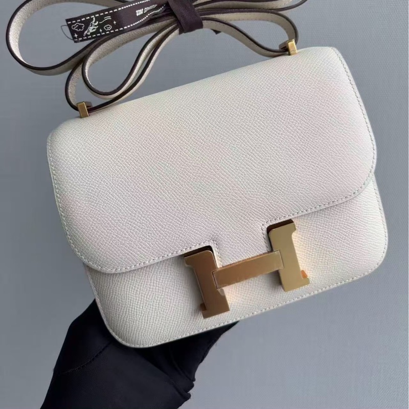 99新愛馬仕 Hermes mini Constance康康19 奶油白 金扣epsom皮 U刻-5