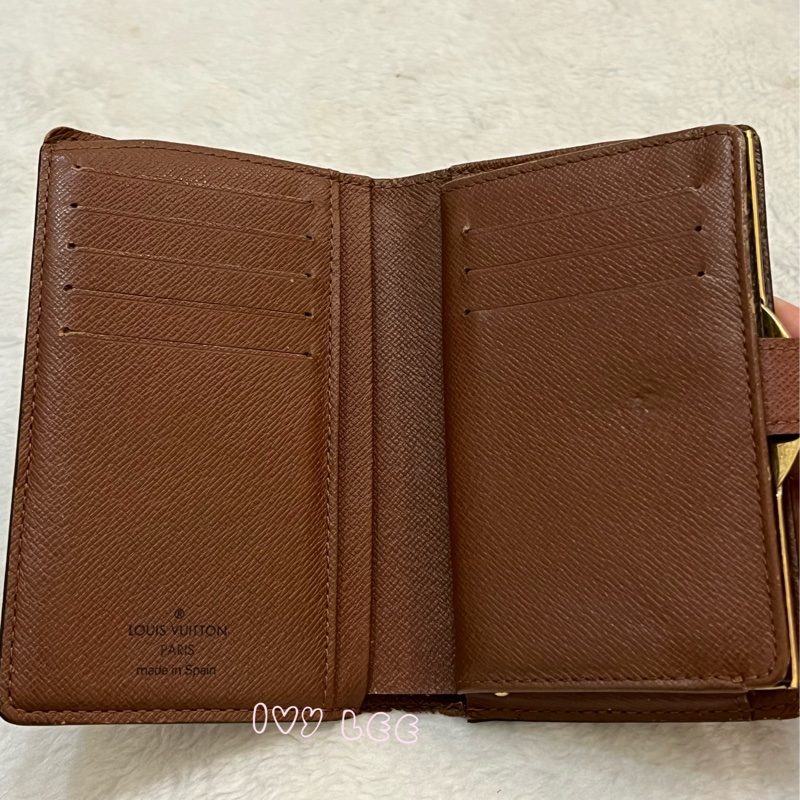 LOUIS VUITTON M61663 經典 Monogram 帆布牛皮蝴蝶釦 對折中夾 正品 二手精品-2