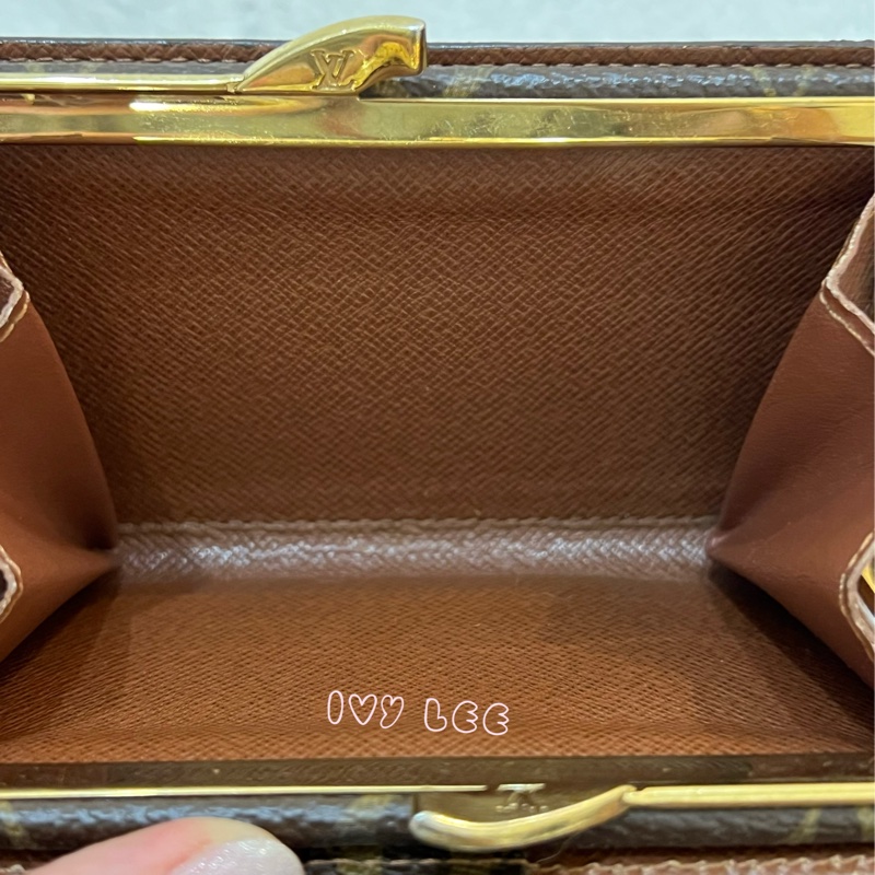 LOUIS VUITTON M61663 經典 Monogram 帆布牛皮蝴蝶釦 對折中夾 正品 二手精品-6