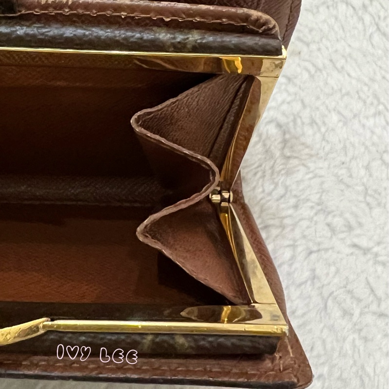 LOUIS VUITTON M61663 經典 Monogram 帆布牛皮蝴蝶釦 對折中夾 正品 二手精品-7