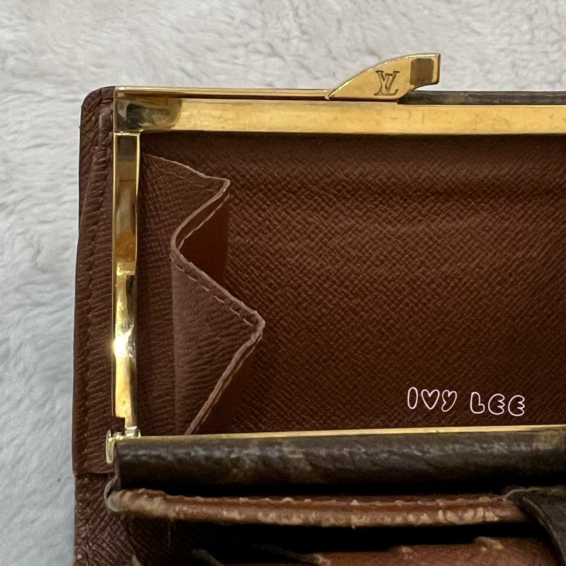 LOUIS VUITTON M61663 經典 Monogram 帆布牛皮蝴蝶釦 對折中夾 正品 二手精品-12