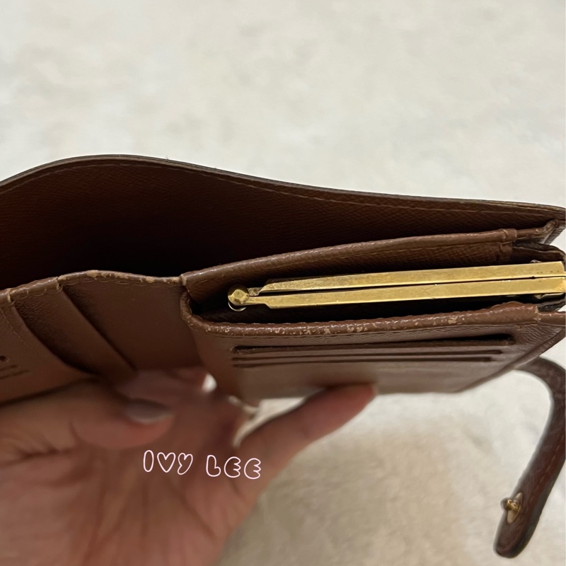 LOUIS VUITTON M61663 經典 Monogram 帆布牛皮蝴蝶釦 對折中夾 正品 二手精品-13