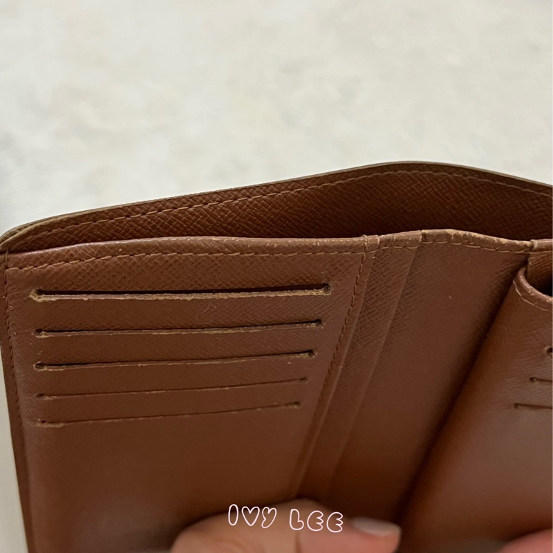 LOUIS VUITTON M61663 經典 Monogram 帆布牛皮蝴蝶釦 對折中夾 正品 二手精品-14