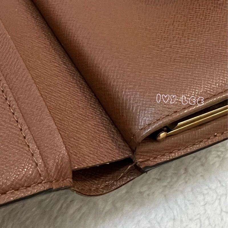LOUIS VUITTON M61663 經典 Monogram 帆布牛皮蝴蝶釦 對折中夾 正品 二手精品-15