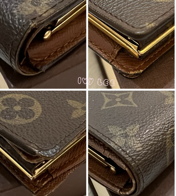 LOUIS VUITTON M61663 經典 Monogram 帆布牛皮蝴蝶釦 對折中夾 正品 二手精品-18