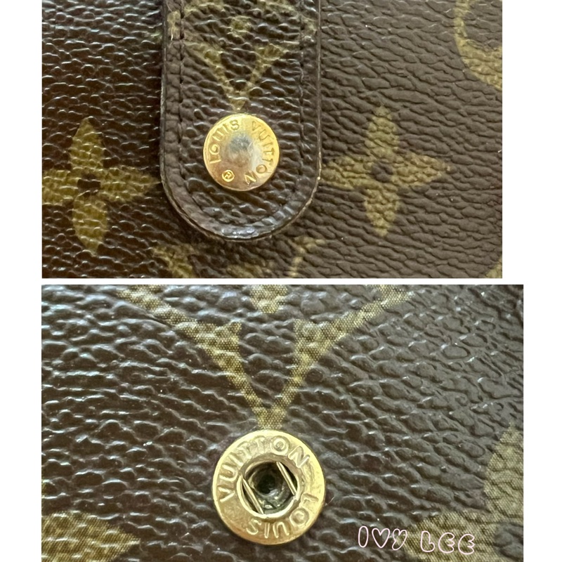 LOUIS VUITTON M61663 經典 Monogram 帆布牛皮蝴蝶釦 對折中夾 正品 二手精品-19