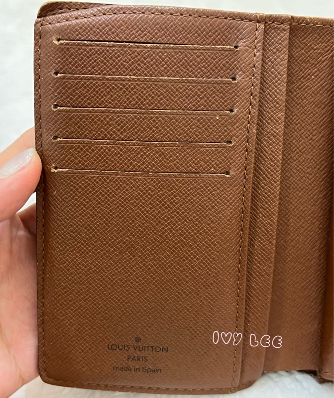 LOUIS VUITTON M61663 經典 Monogram 帆布牛皮蝴蝶釦 對折中夾 正品 二手精品-22