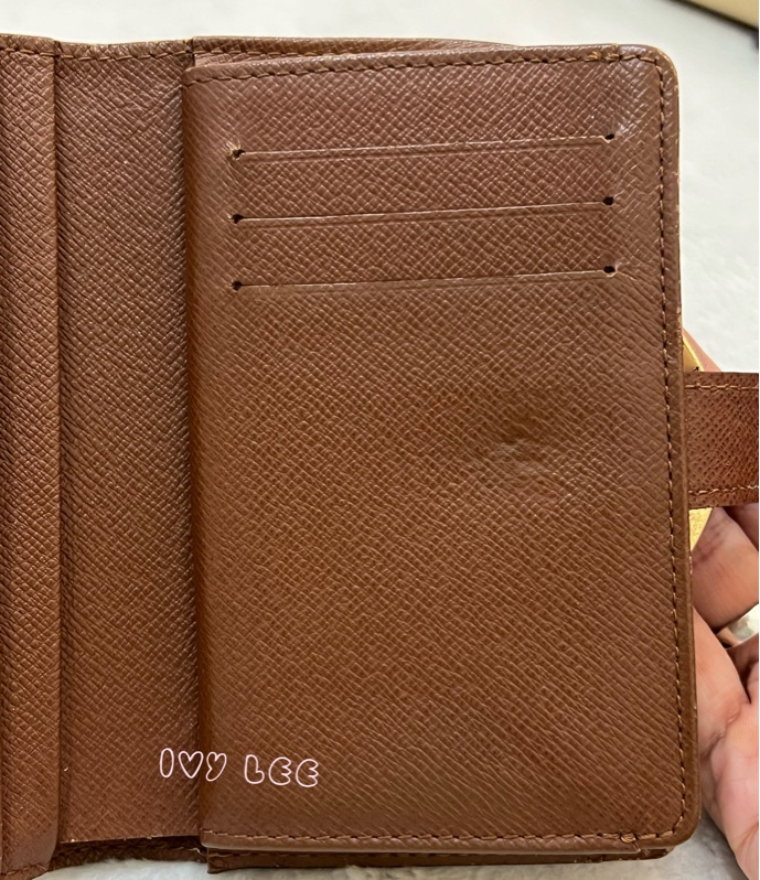 LOUIS VUITTON M61663 經典 Monogram 帆布牛皮蝴蝶釦 對折中夾 正品 二手精品-23