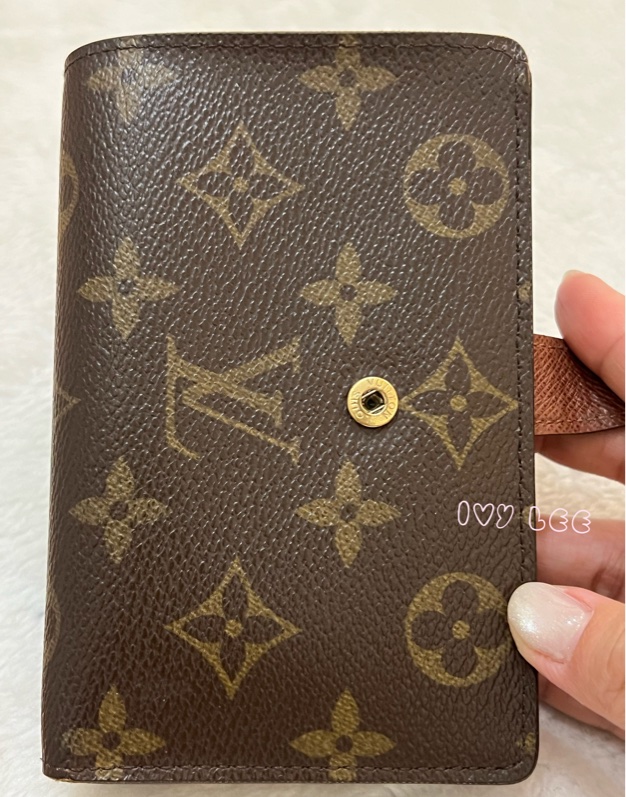 LOUIS VUITTON M61663 經典 Monogram 帆布牛皮蝴蝶釦 對折中夾 正品 二手精品-24