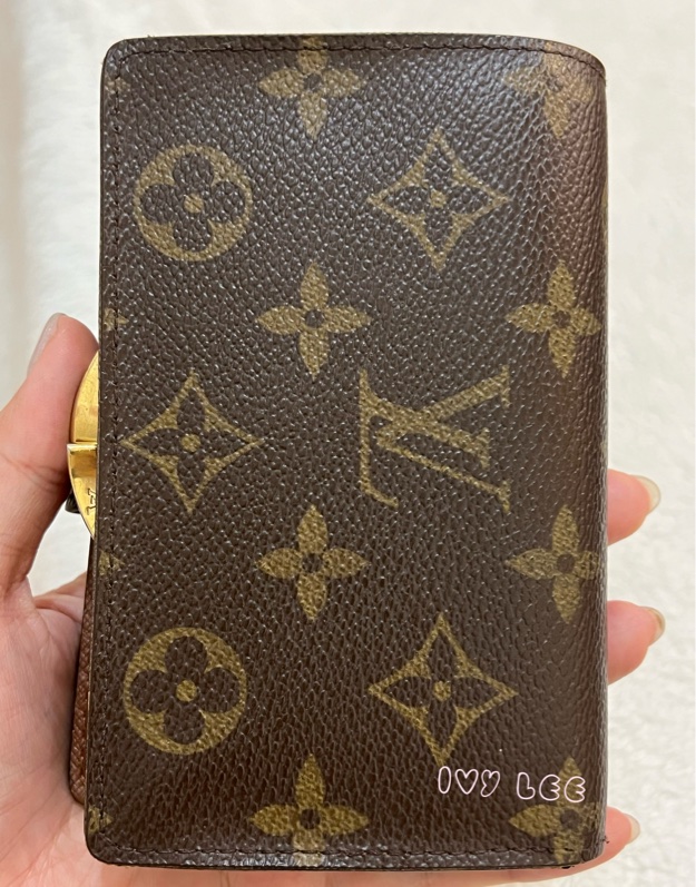 LOUIS VUITTON M61663 經典 Monogram 帆布牛皮蝴蝶釦 對折中夾 正品 二手精品-25
