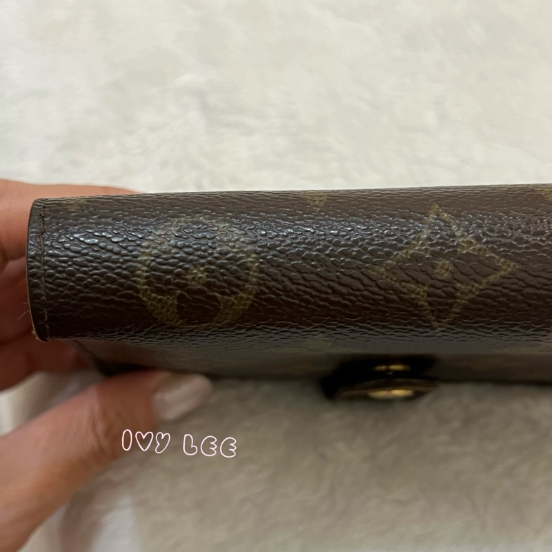 LOUIS VUITTON M61663 經典 Monogram 帆布牛皮蝴蝶釦 對折中夾 正品 二手精品-28