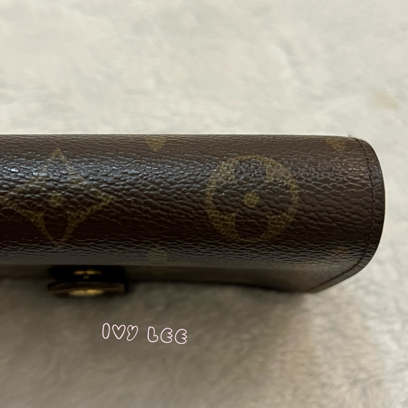 LOUIS VUITTON M61663 經典 Monogram 帆布牛皮蝴蝶釦 對折中夾 正品 二手精品-29
