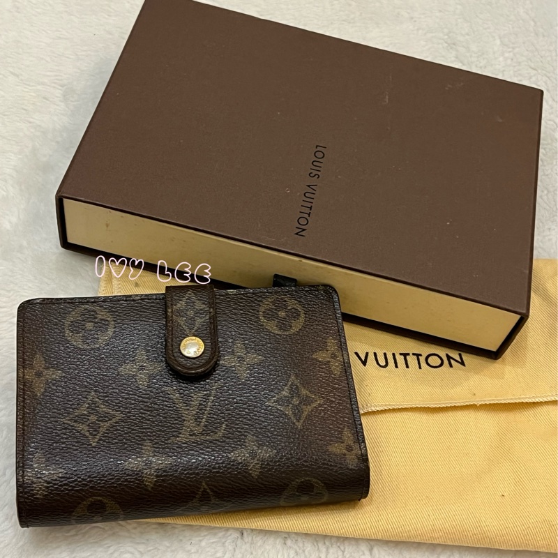 LOUIS VUITTON M61663 經典 Monogram 帆布牛皮蝴蝶釦 對折中夾 正品 二手精品-30