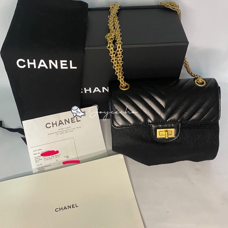914intheair精品代購『限量品閒置』Chanel 香奈兒 經典黑金牛mini coco 2.55 口蓋包 大mini CF 20cm 山形紋-38
