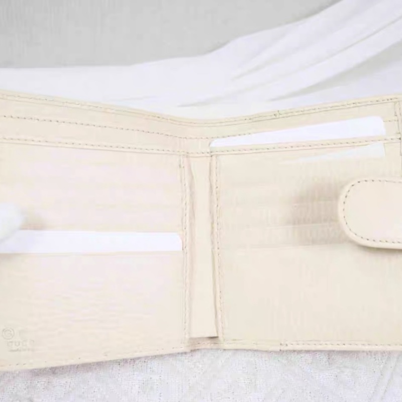 Gucci · 經典GG 全皮三折短夾 象牙白 全新全配✨-4