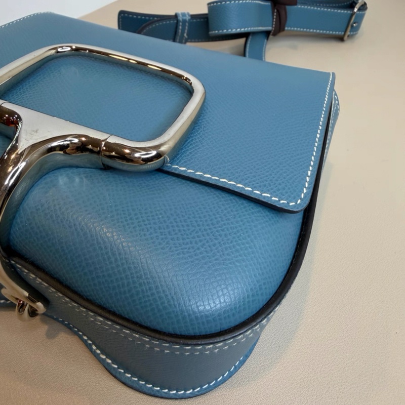 爱马仕 Hermes 牛仔蓝银扣Della mini 屁股包 Epsom皮 B刻-4