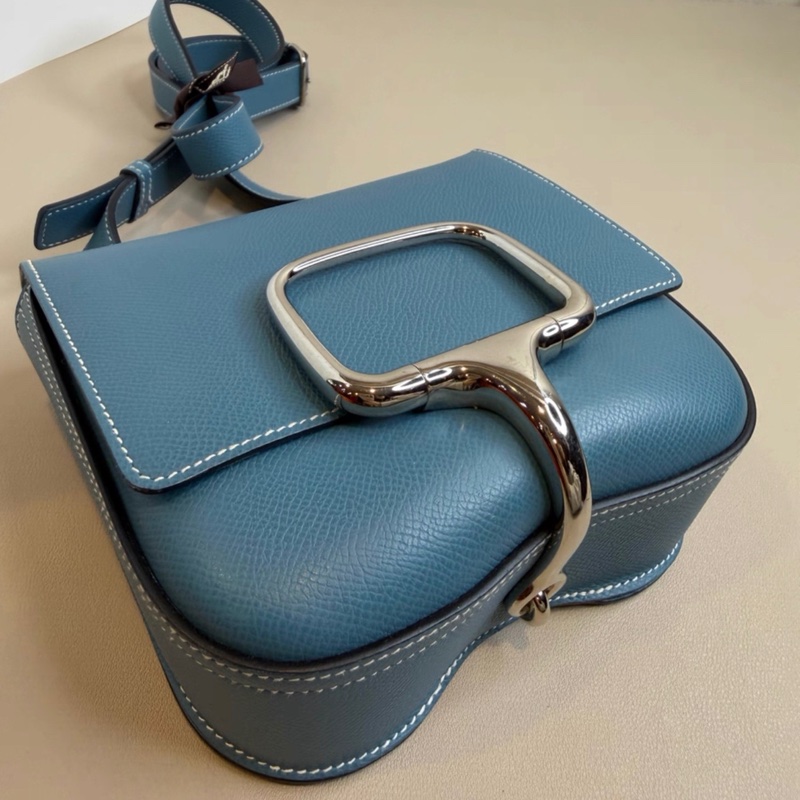 爱马仕 Hermes 牛仔蓝银扣Della mini 屁股包 Epsom皮 B刻-5