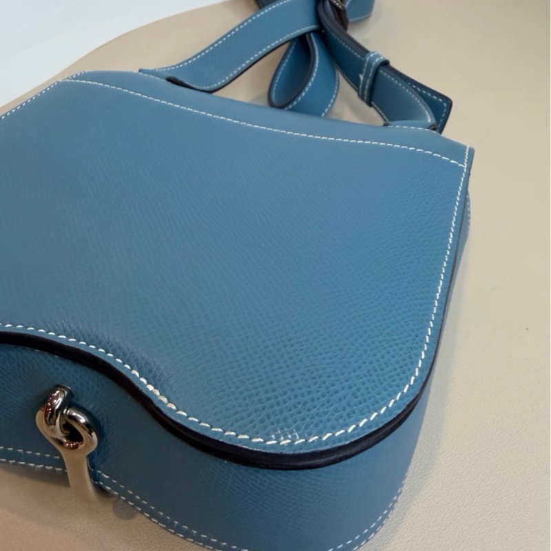 爱马仕 Hermes 牛仔蓝银扣Della mini 屁股包 Epsom皮 B刻-6