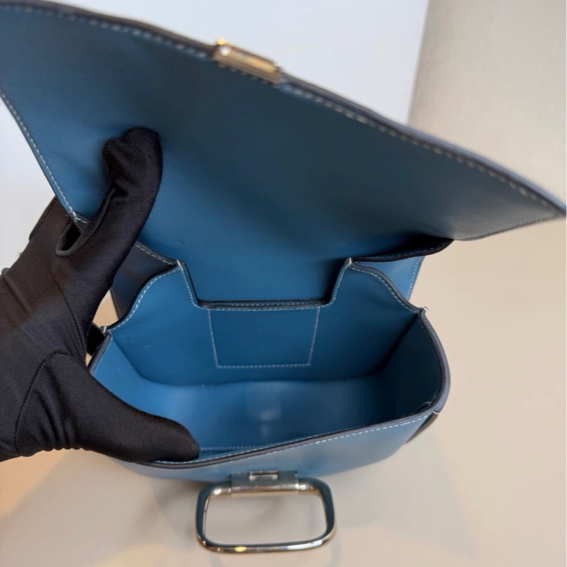 爱马仕 Hermes 牛仔蓝银扣Della mini 屁股包 Epsom皮 B刻-8