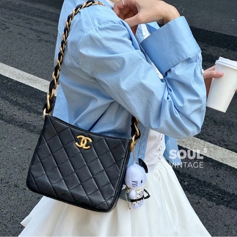 ✨Chanel 24s 粗鏈條hobo 芯片款 98新🆕