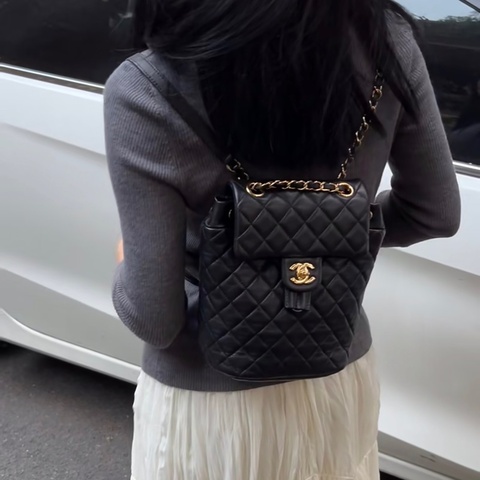 ✨Chanel 黑金羊皮蓋茲堡 後背包 很難找的小號🖤