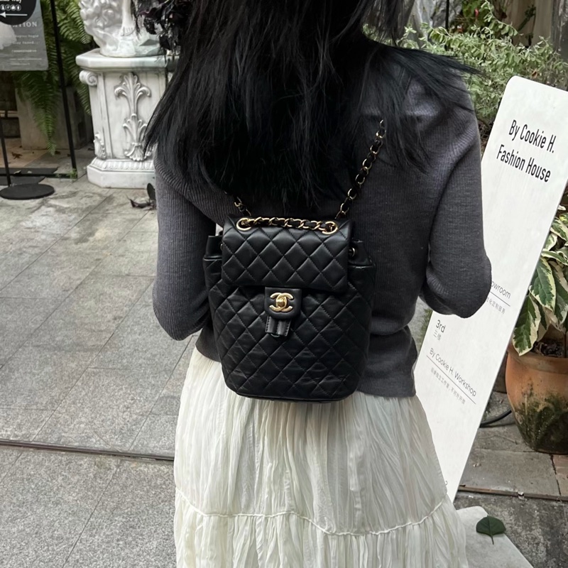 ✨Chanel 黑金羊皮蓋茲堡 後背包 很難找的小號🖤-1