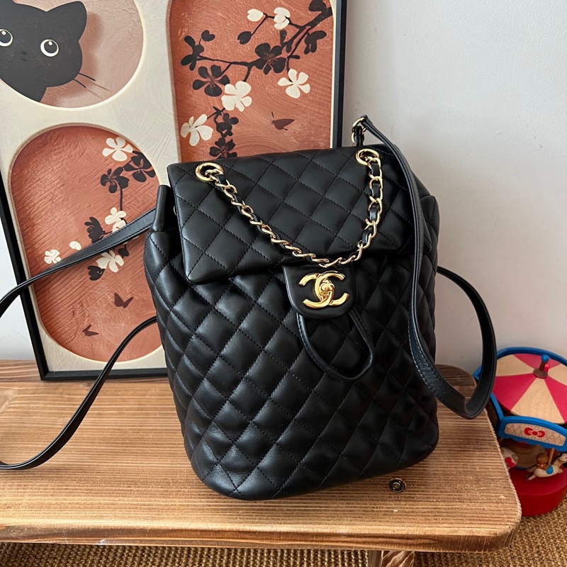 ✨Chanel 黑金羊皮蓋茲堡 後背包 很難找的小號🖤-2