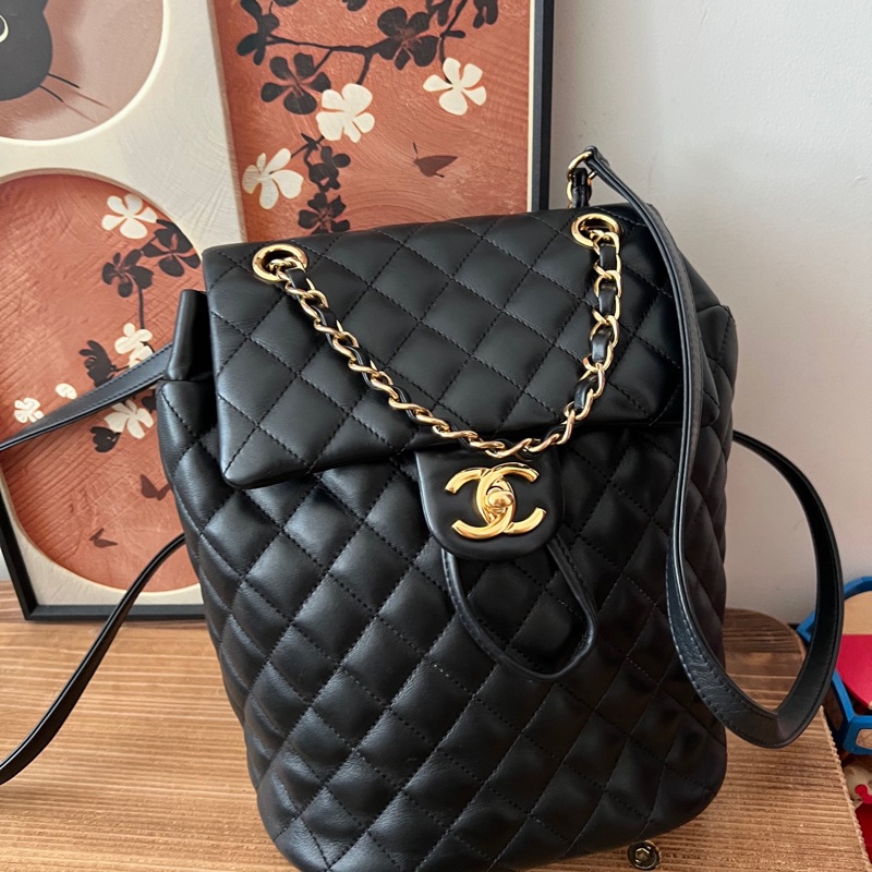 ✨Chanel 黑金羊皮蓋茲堡 後背包 很難找的小號🖤-3