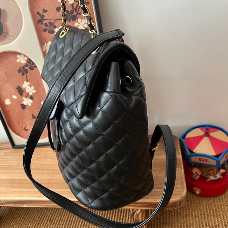 ✨Chanel 黑金羊皮蓋茲堡 後背包 很難找的小號🖤-7