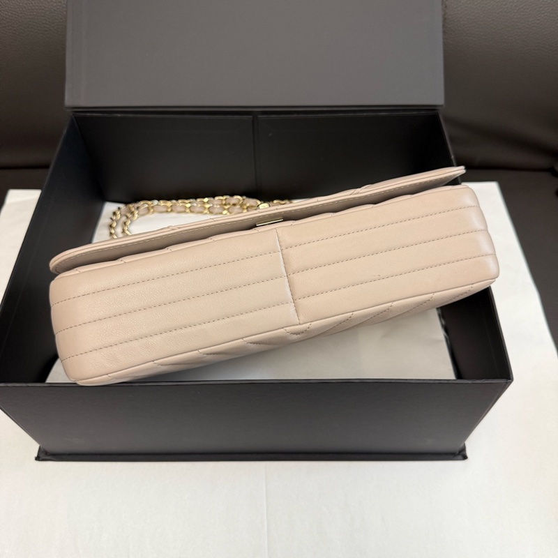 ✨Chanel 奶茶色V紋金扣 CF 99🆕-5
