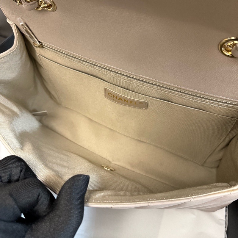 ✨Chanel 奶茶色V紋金扣 CF 99🆕-7