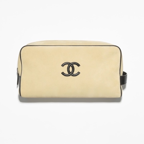 Chanel Coco Beach 麂皮洗漱包 化妝包 大號 17x29x12cm
